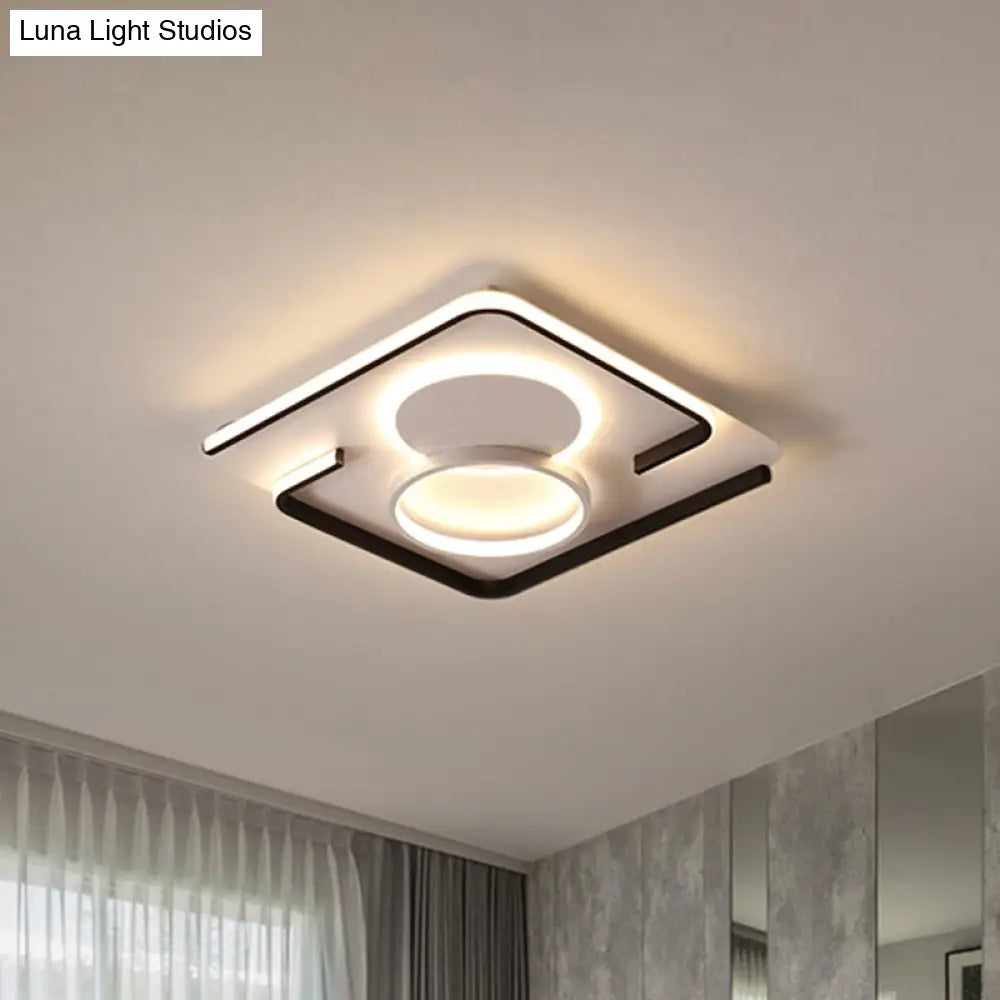DecorBites™ DecorBites™ Contemporary Metal LED Flushmount Lighting - Black Round/Square/Rectangle Ceiling Flush in Warm/White Light