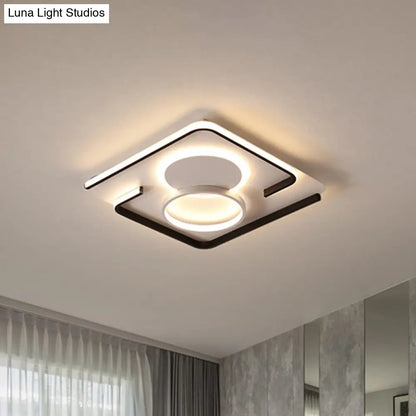DecorBites™ DecorBites™ Contemporary Metal LED Flushmount Lighting - Black Round/Square/Rectangle Ceiling Flush in Warm/White Light