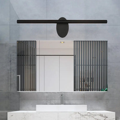 Aplique de pared DecorBites™ de metal contemporáneo con luz LED lineal para tocador, en color negro.