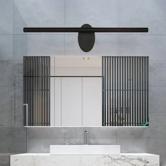 Aplique de pared DecorBites™ de metal contemporáneo con luz LED lineal para tocador, en color negro.