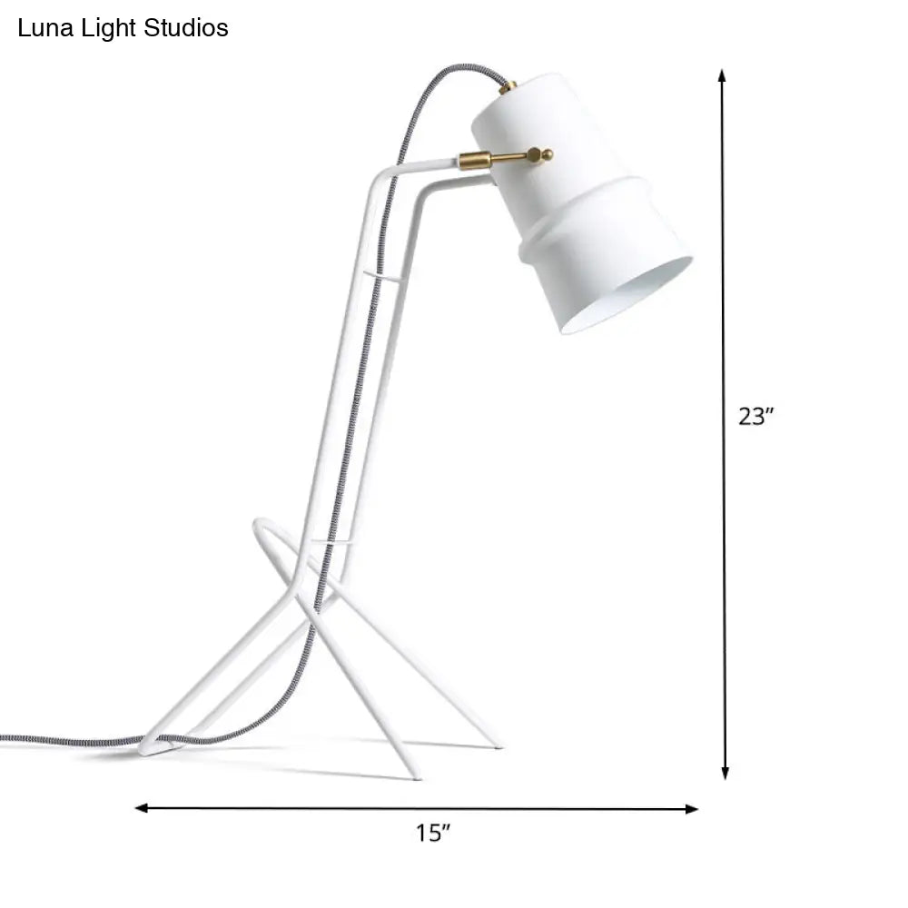 Lámpara de mesilla de noche contemporánea de metal con diseño acampanado - Luz de lectura de 1 bombilla en blanco