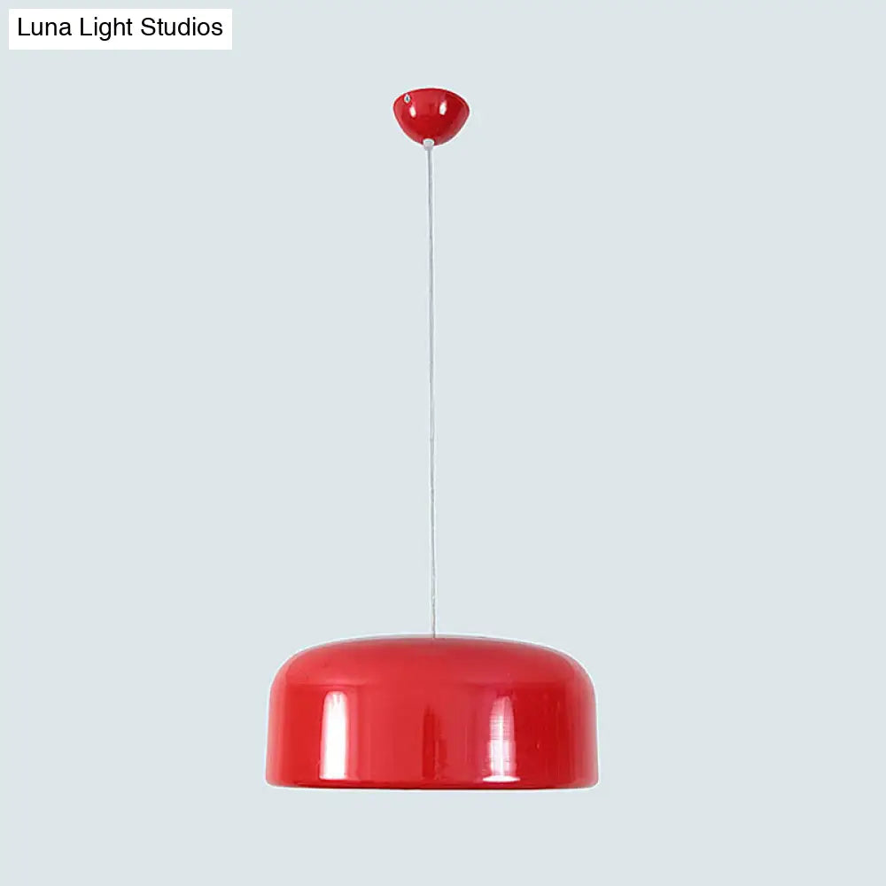 Contemporary Metal Red Hanging Light Fixture - Round Ceiling Lighting, 14"/19"/23.5" Wide