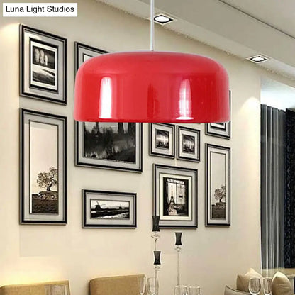 Contemporary Metal Red Hanging Light Fixture - Round Ceiling Lighting, 14"/19"/23.5" Wide