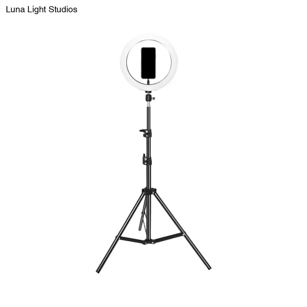 DecorBites™ Contemporary Metal Round Make-Up Light with USB Port, LED Fill Flash Lamp - Black, 63"/75" Long