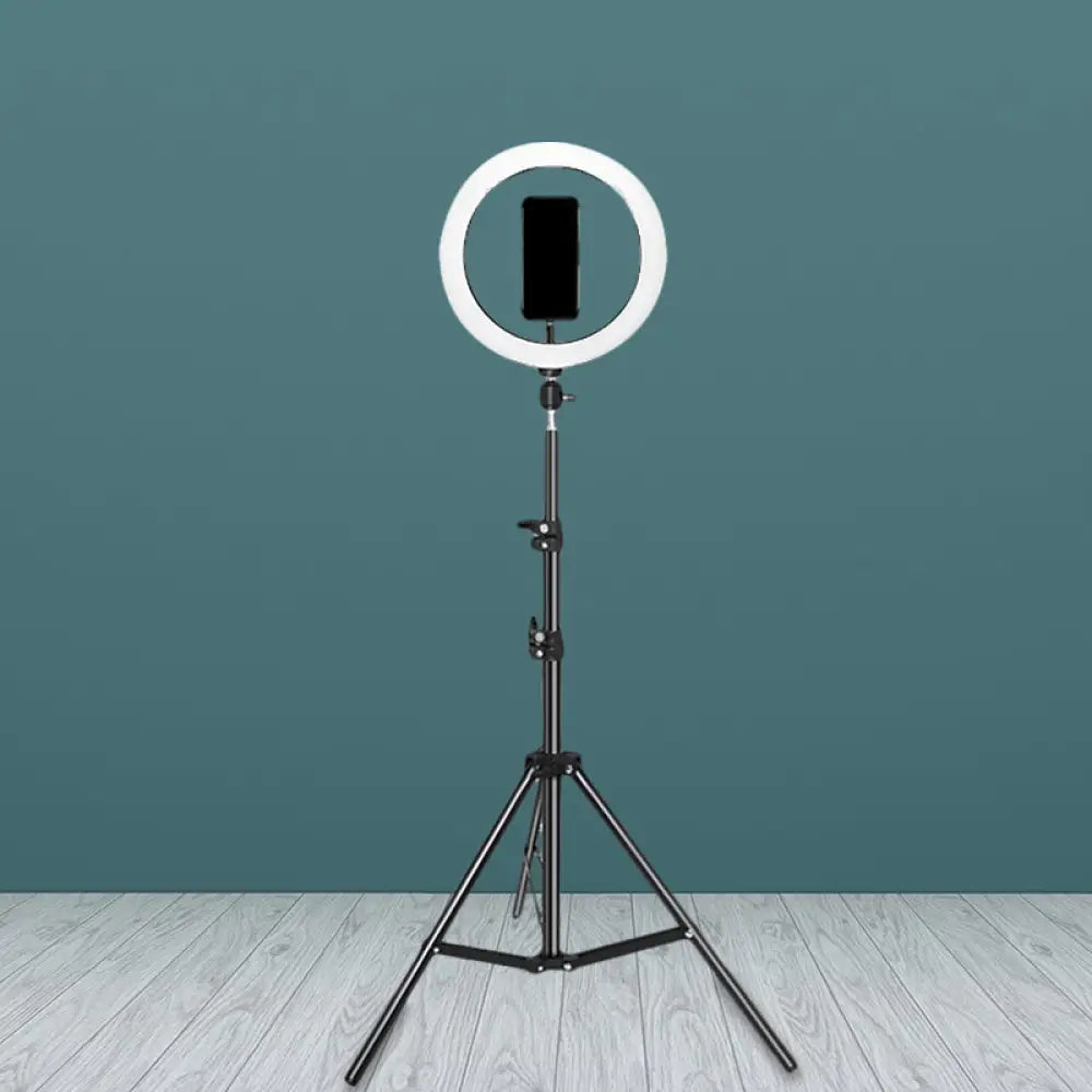 DecorBites™ Contemporary Metal Round Make-Up Light with USB Port, LED Fill Flash Lamp - Black, 63"/75" Long