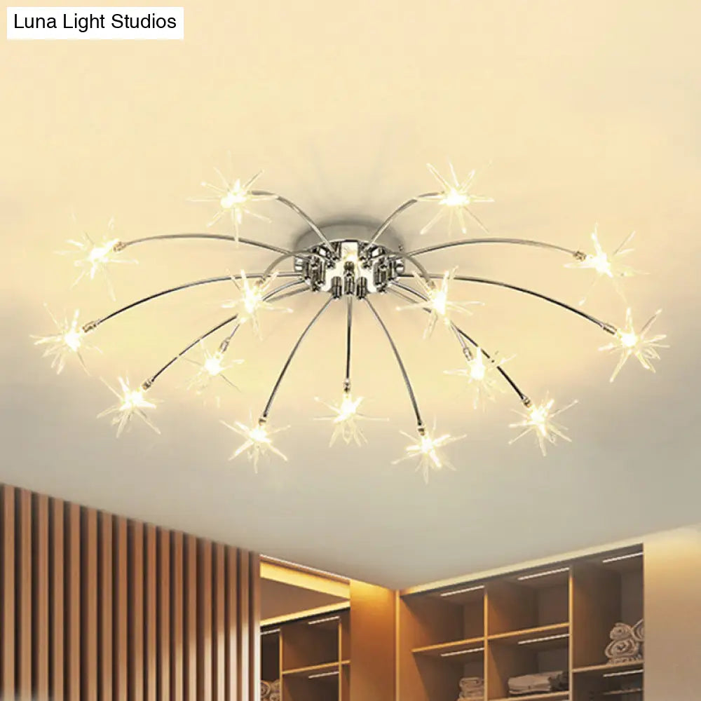 Lámpara de techo semiempotrada DecorBites™ contemporánea de metal con forma de fuegos artificiales y luces LED - Acabado cromado/dorado - 12/15/21 luces