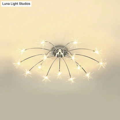Lámpara de techo semiempotrada DecorBites™ contemporánea de metal con forma de fuegos artificiales y luces LED - Acabado cromado/dorado - 12/15/21 luces