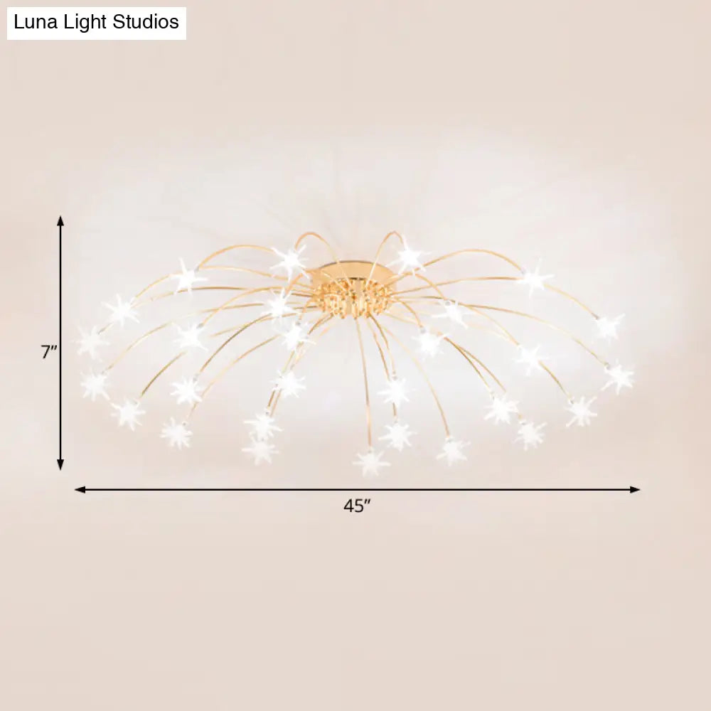 Lámpara de techo semiempotrada DecorBites™ contemporánea de metal con forma de fuegos artificiales y luces LED - Acabado cromado/dorado - 12/15/21 luces