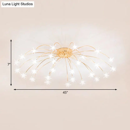 Lámpara de techo semiempotrada DecorBites™ contemporánea de metal con forma de fuegos artificiales y luces LED - Acabado cromado/dorado - 12/15/21 luces