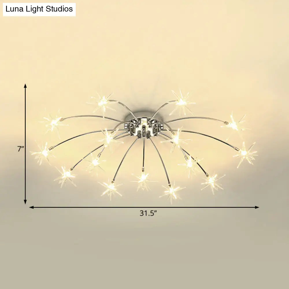 Lámpara de techo semiempotrada DecorBites™ contemporánea de metal con forma de fuegos artificiales y luces LED - Acabado cromado/dorado - 12/15/21 luces
