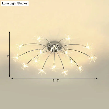 Lámpara de techo semiempotrada DecorBites™ contemporánea de metal con forma de fuegos artificiales y luces LED - Acabado cromado/dorado - 12/15/21 luces