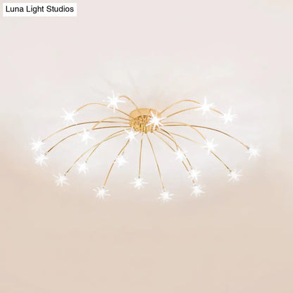 Lámpara de techo semiempotrada DecorBites™ contemporánea de metal con forma de fuegos artificiales y luces LED - Acabado cromado/dorado - 12/15/21 luces