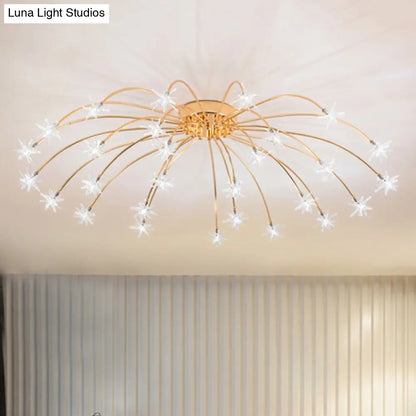 Lámpara de techo semiempotrada DecorBites™ contemporánea de metal con forma de fuegos artificiales y luces LED - Acabado cromado/dorado - 12/15/21 luces