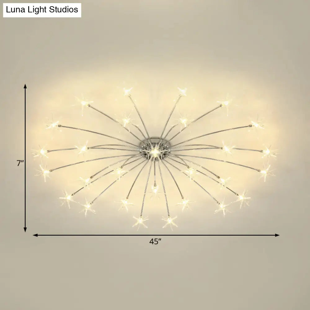 Lámpara de techo semiempotrada DecorBites™ contemporánea de metal con forma de fuegos artificiales y luces LED - Acabado cromado/dorado - 12/15/21 luces