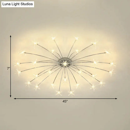 Lámpara de techo semiempotrada DecorBites™ contemporánea de metal con forma de fuegos artificiales y luces LED - Acabado cromado/dorado - 12/15/21 luces