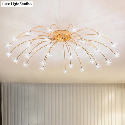 Lámpara de techo semiempotrada DecorBites™ contemporánea de metal con forma de fuegos artificiales y luces LED - Acabado cromado/dorado - 12/15/21 luces