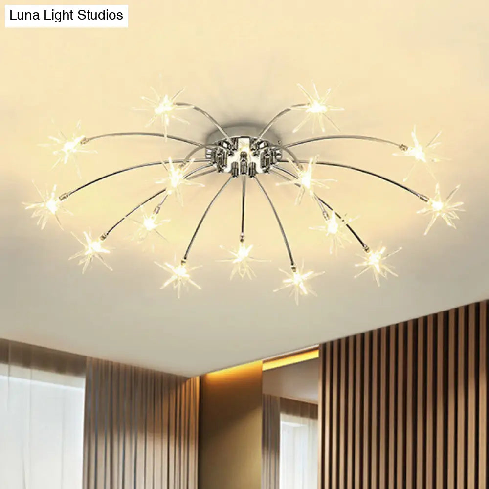 Lámpara de techo semiempotrada DecorBites™ contemporánea de metal con forma de fuegos artificiales y luces LED - Acabado cromado/dorado - 12/15/21 luces