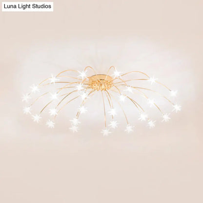 Lámpara de techo semiempotrada DecorBites™ contemporánea de metal con forma de fuegos artificiales y luces LED - Acabado cromado/dorado - 12/15/21 luces