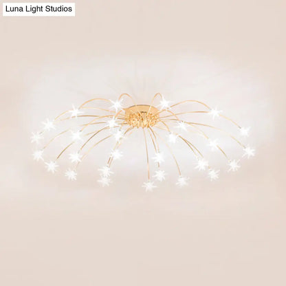 Lámpara de techo semiempotrada DecorBites™ contemporánea de metal con forma de fuegos artificiales y luces LED - Acabado cromado/dorado - 12/15/21 luces