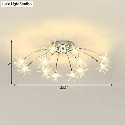 Lámpara de techo semiempotrada DecorBites™ contemporánea de metal con forma de fuegos artificiales y luces LED - Acabado cromado/dorado - 12/15/21 luces