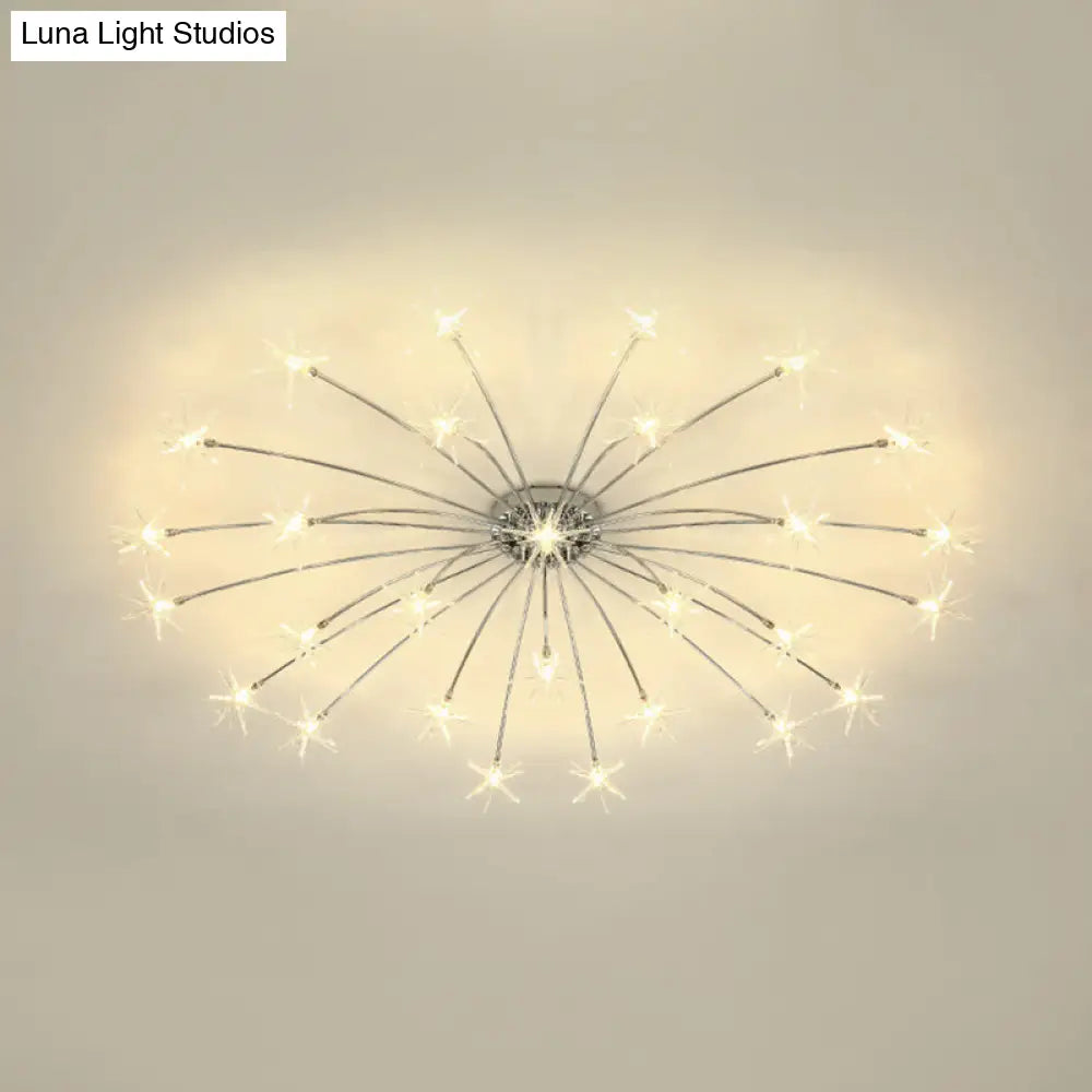 Lámpara de techo semiempotrada DecorBites™ contemporánea de metal con forma de fuegos artificiales y luces LED - Acabado cromado/dorado - 12/15/21 luces