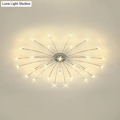 Lámpara de techo semiempotrada DecorBites™ contemporánea de metal con forma de fuegos artificiales y luces LED - Acabado cromado/dorado - 12/15/21 luces