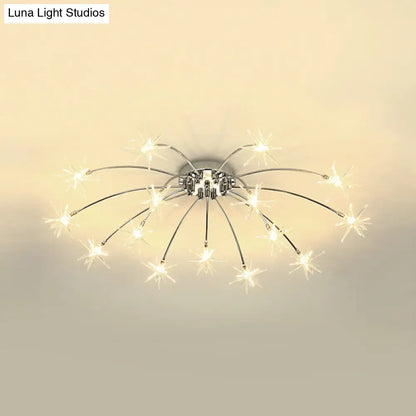 Lámpara de techo semiempotrada DecorBites™ contemporánea de metal con forma de fuegos artificiales y luces LED - Acabado cromado/dorado - 12/15/21 luces