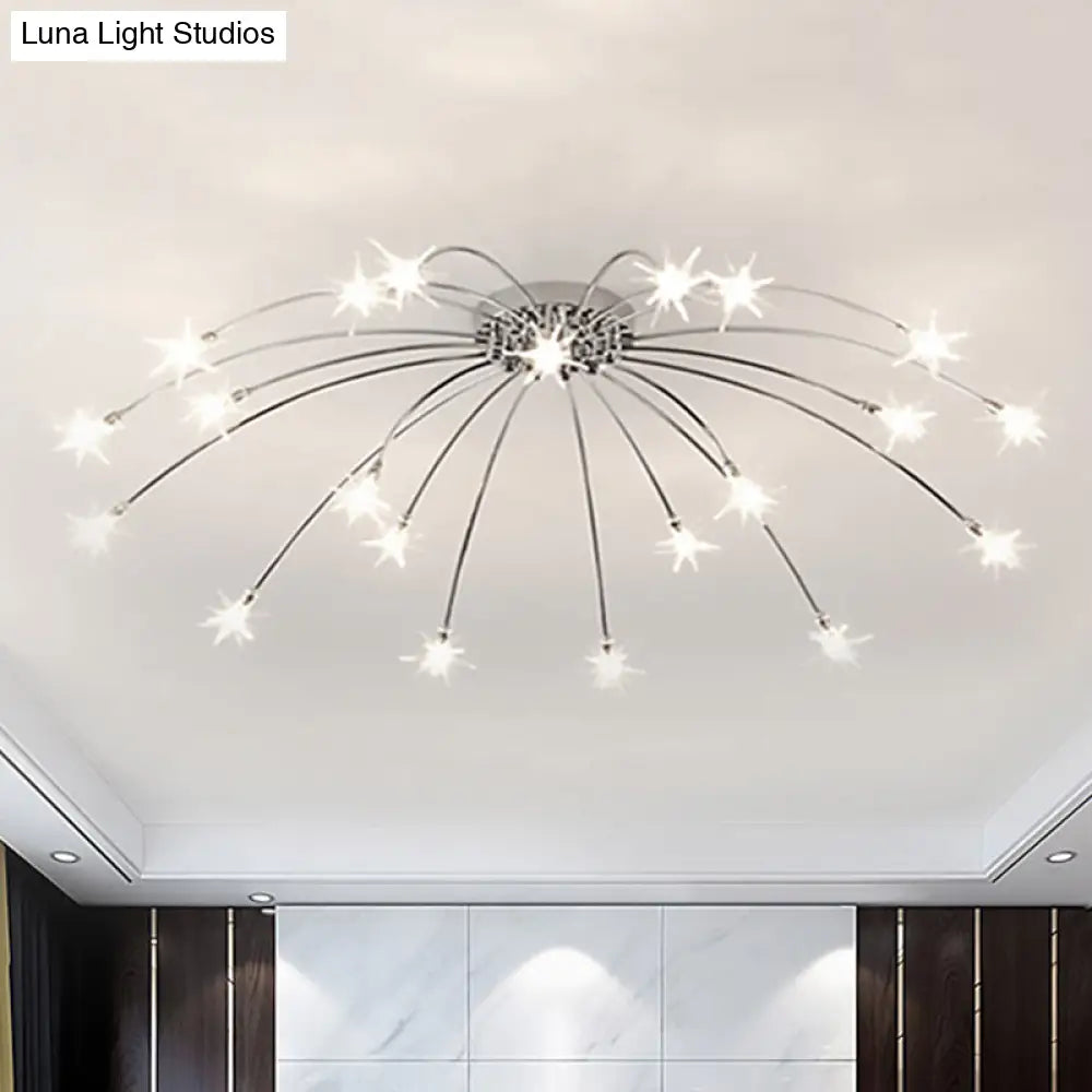 Lámpara de techo semiempotrada DecorBites™ contemporánea de metal con forma de fuegos artificiales y luces LED - Acabado cromado/dorado - 12/15/21 luces