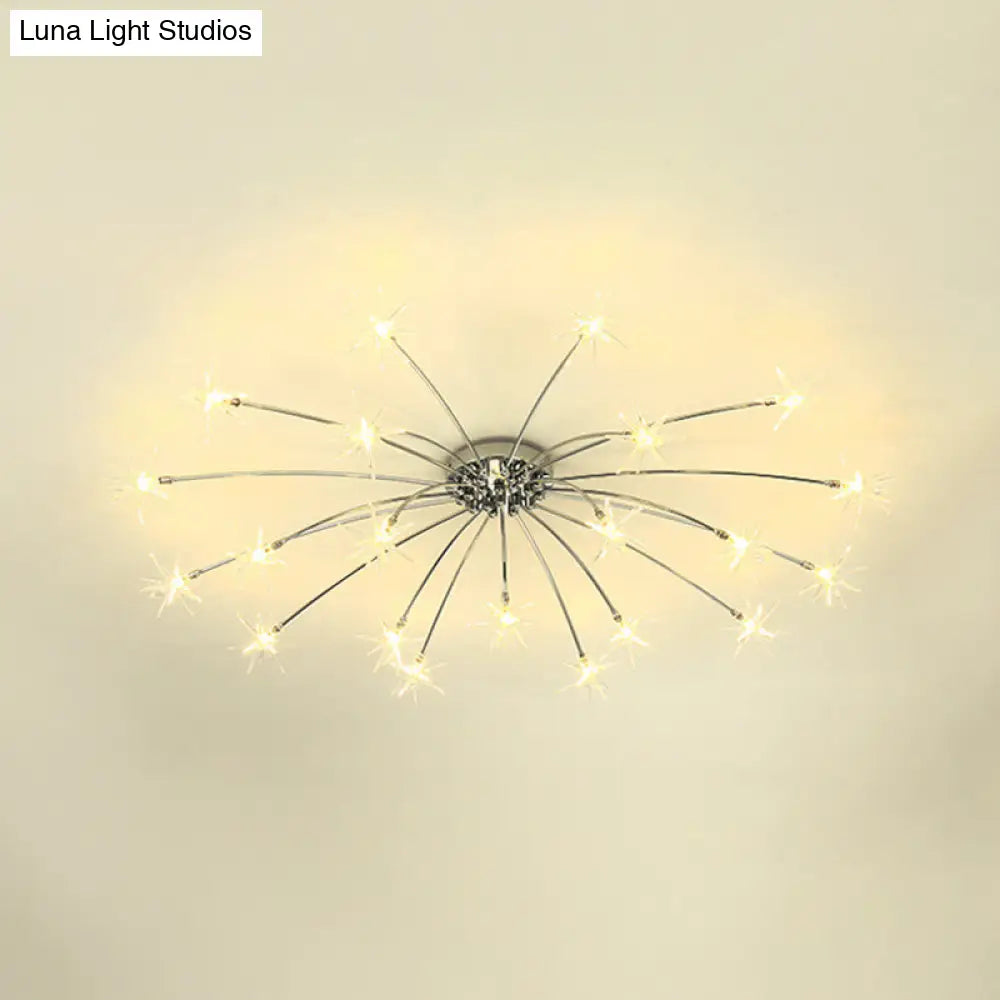 Lámpara de techo semiempotrada DecorBites™ contemporánea de metal con forma de fuegos artificiales y luces LED - Acabado cromado/dorado - 12/15/21 luces