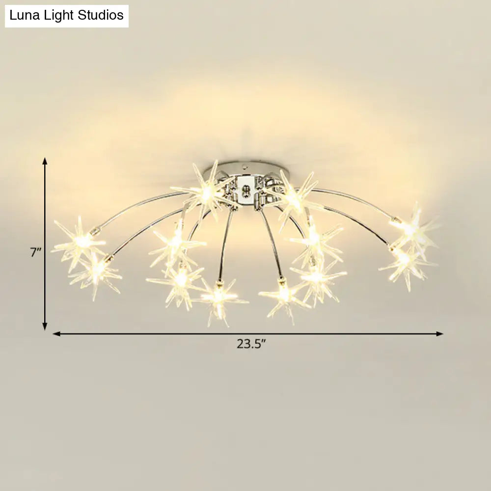 Lámpara de techo semiempotrada DecorBites™ contemporánea de metal con forma de fuegos artificiales y luces LED - Acabado cromado/dorado - 12/15/21 luces