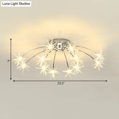 Lámpara de techo semiempotrada DecorBites™ contemporánea de metal con forma de fuegos artificiales y luces LED - Acabado cromado/dorado - 12/15/21 luces