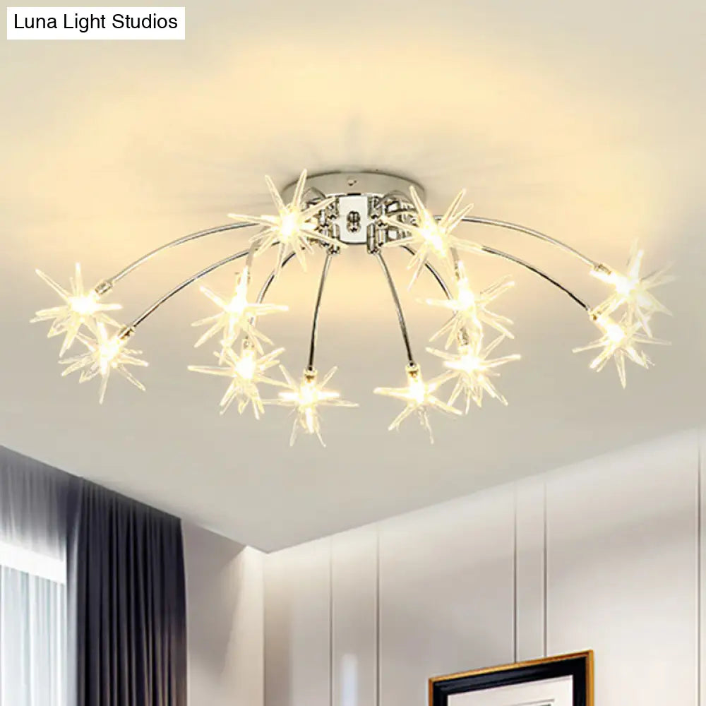 Lámpara de techo semiempotrada DecorBites™ contemporánea de metal con forma de fuegos artificiales y luces LED - Acabado cromado/dorado - 12/15/21 luces
