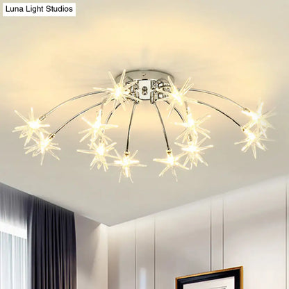 Lámpara de techo semiempotrada DecorBites™ contemporánea de metal con forma de fuegos artificiales y luces LED - Acabado cromado/dorado - 12/15/21 luces