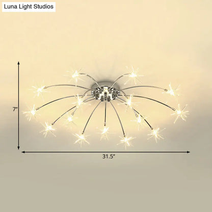 Lámpara de techo semiempotrada DecorBites™ contemporánea de metal con forma de fuegos artificiales y luces LED - Acabado cromado/dorado - 12/15/21 luces