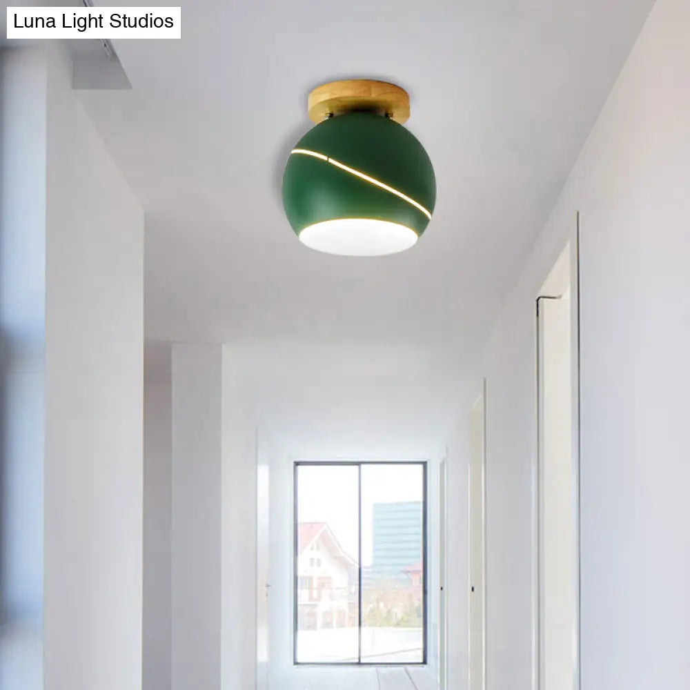 DecorBites™ DecorBites™ Contemporary Metal Spherical Flush Mount Ceiling Light - Green/Pink/Gray - 1 Head Indoor Fixture