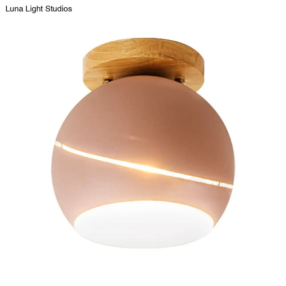 DecorBites™ DecorBites™ Contemporary Metal Spherical Flush Mount Ceiling Light - Green/Pink/Gray - 1 Head Indoor Fixture