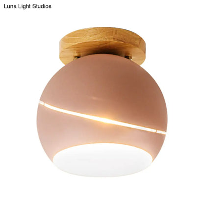 DecorBites™ DecorBites™ Contemporary Metal Spherical Flush Mount Ceiling Light - Green/Pink/Gray - 1 Head Indoor Fixture