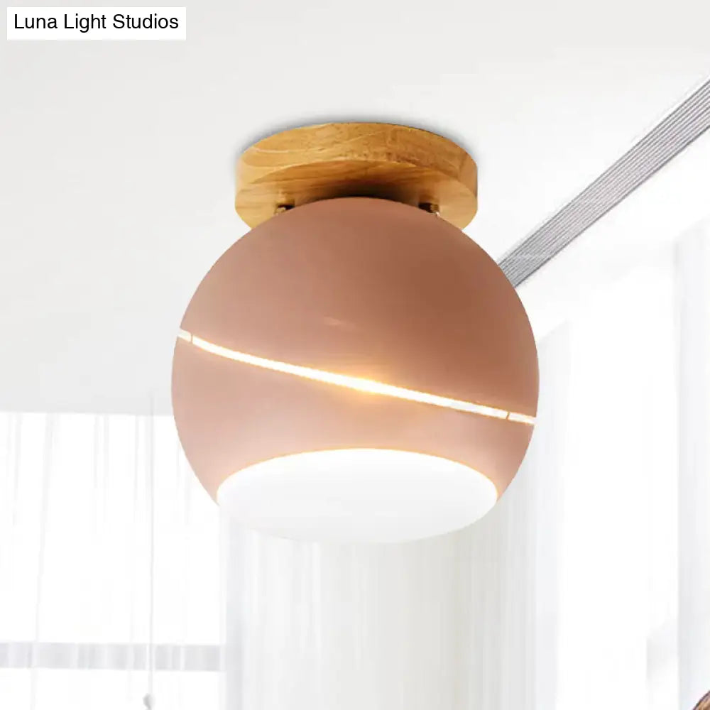 DecorBites™ DecorBites™ Contemporary Metal Spherical Flush Mount Ceiling Light - Green/Pink/Gray - 1 Head Indoor Fixture