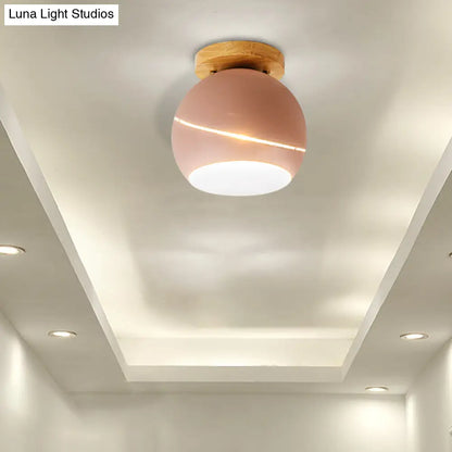 DecorBites™ DecorBites™ Contemporary Metal Spherical Flush Mount Ceiling Light - Green/Pink/Gray - 1 Head Indoor Fixture