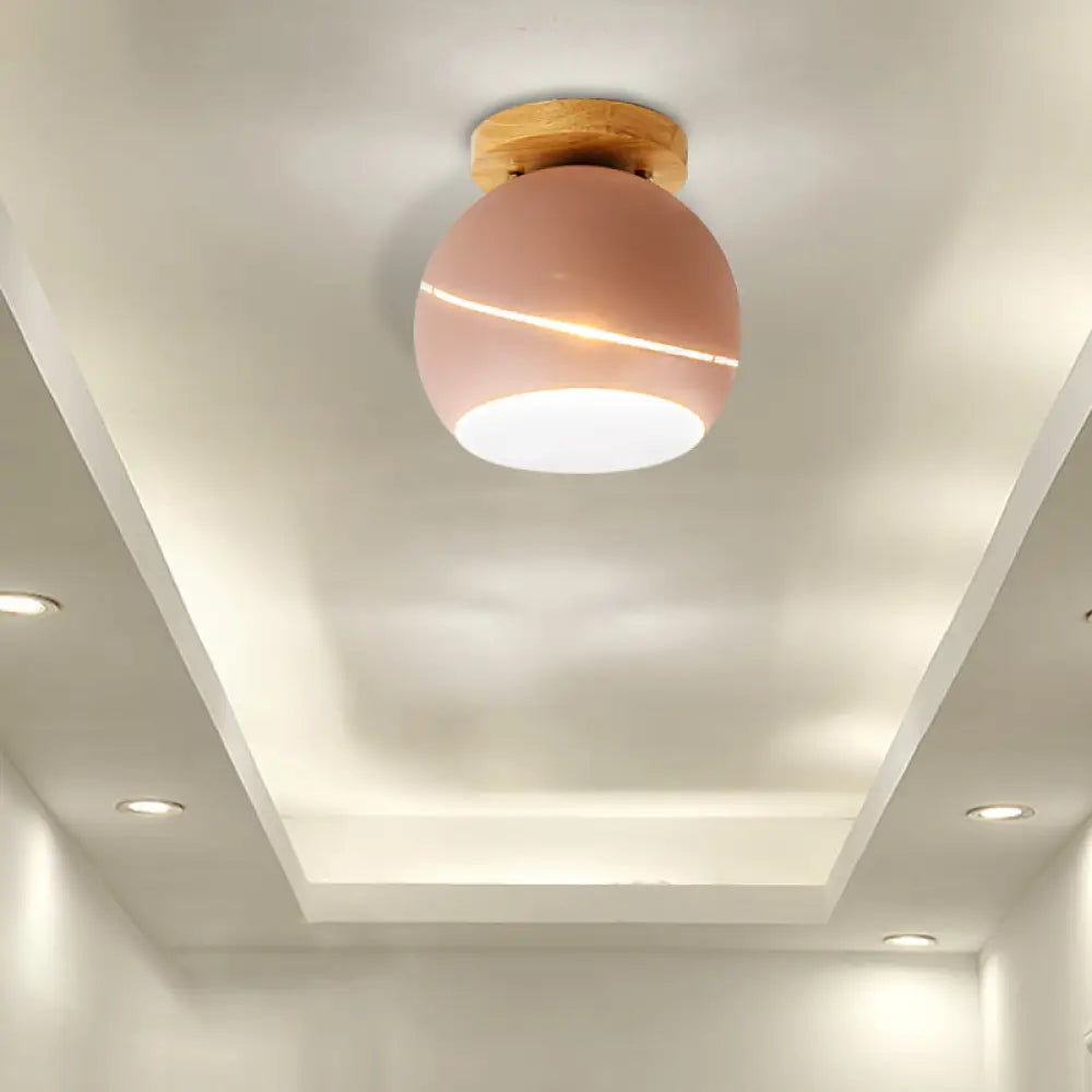 DecorBites™ DecorBites™ Contemporary Metal Spherical Flush Mount Ceiling Light - Green/Pink/Gray - 1 Head Indoor Fixture