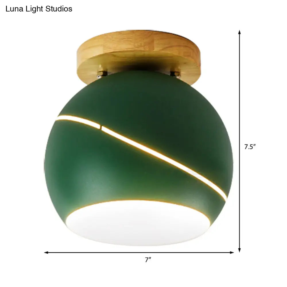 DecorBites™ DecorBites™ Contemporary Metal Spherical Flush Mount Ceiling Light - Green/Pink/Gray - 1 Head Indoor Fixture