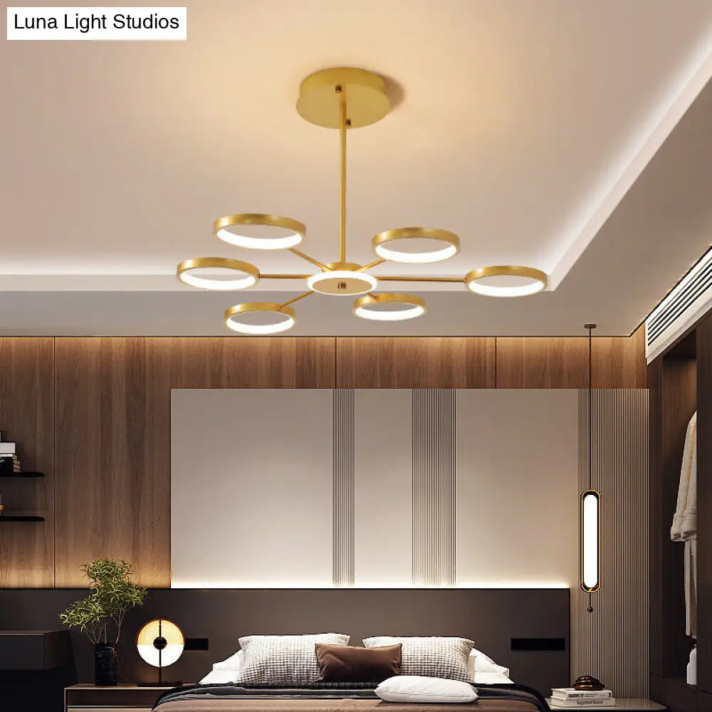 Contemporary Metal Starburst Chandelier: Elegant Hanging Lamp for Living Room