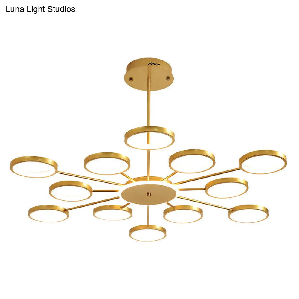 Contemporary Metal Starburst Chandelier: Elegant Hanging Lamp for Living Room