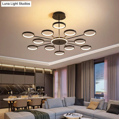 Contemporary Metal Starburst Chandelier: Elegant Hanging Lamp for Living Room