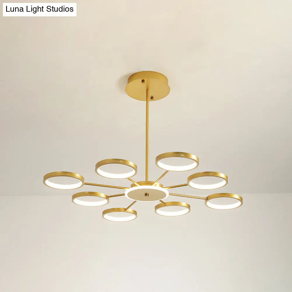 Contemporary Metal Starburst Chandelier: Elegant Hanging Lamp for Living Room