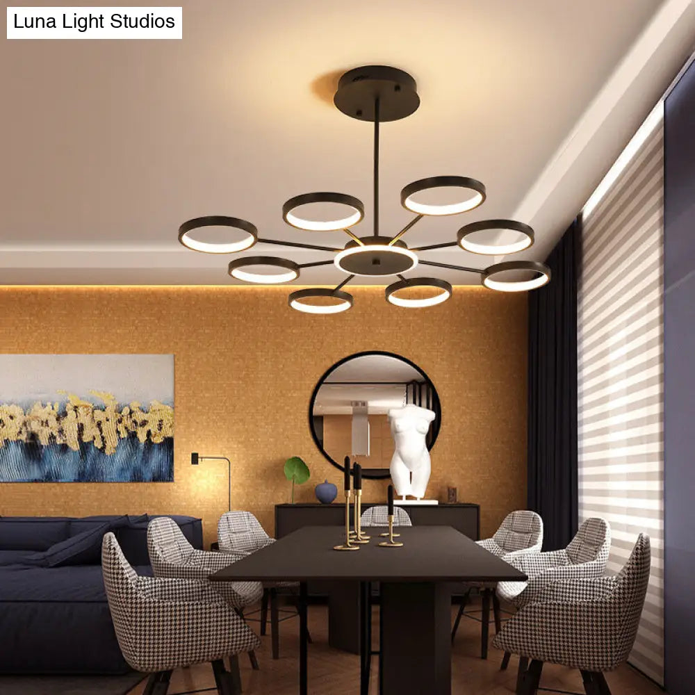 Contemporary Metal Starburst Chandelier: Elegant Hanging Lamp for Living Room