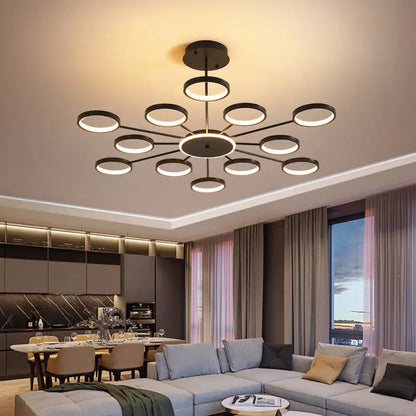 Contemporary Metal Starburst Chandelier: Elegant Hanging Lamp for Living Room