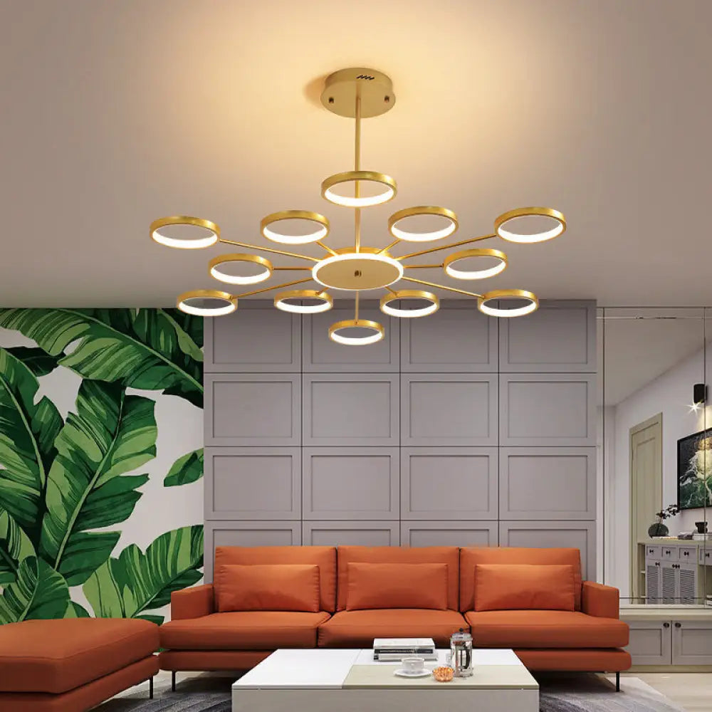 Contemporary Metal Starburst Chandelier: Elegant Hanging Lamp for Living Room