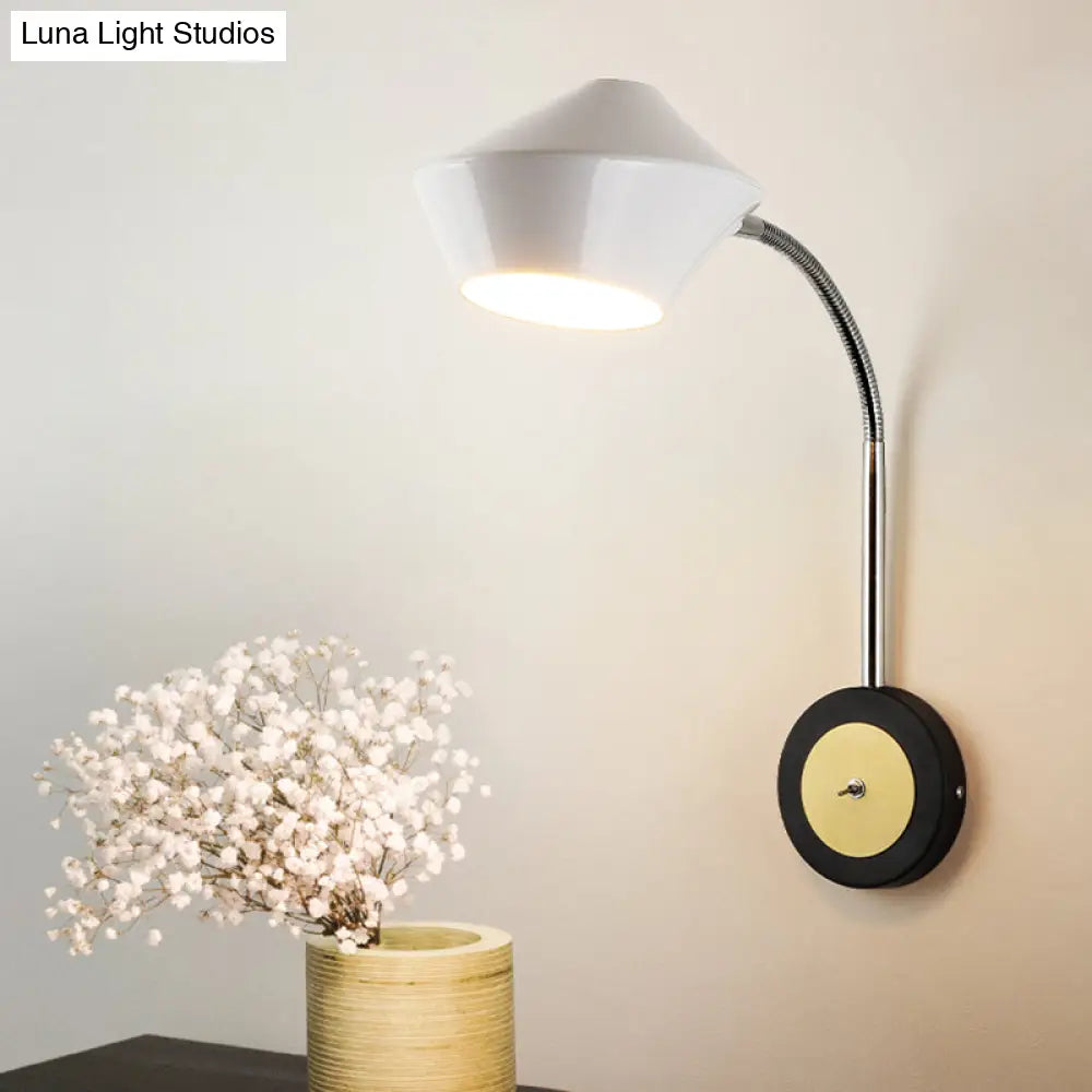 DecorBites™ DecorBites™ Contemporary Metal Urn Sconce Light - Wall Mounted 1 Bulb Lighting in Black & White