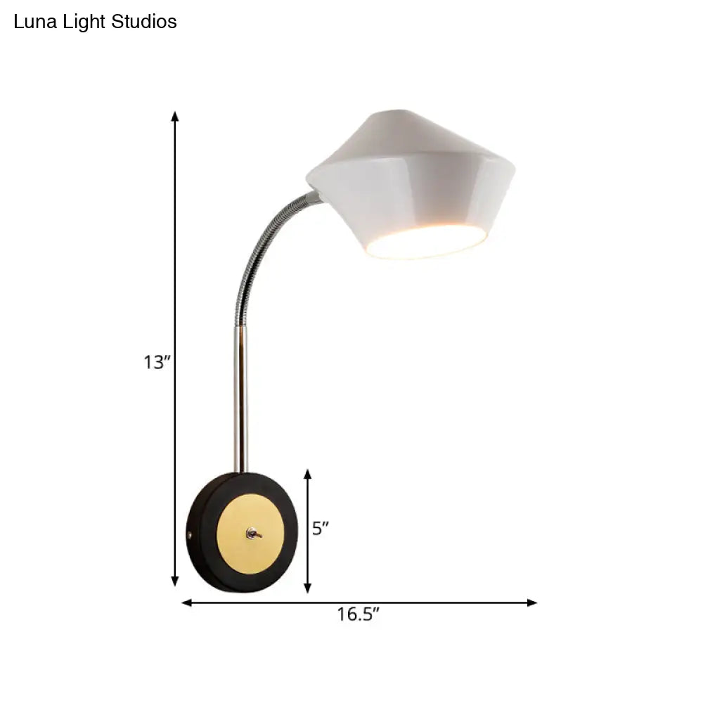 DecorBites™ DecorBites™ Contemporary Metal Urn Sconce Light - Wall Mounted 1 Bulb Lighting in Black & White